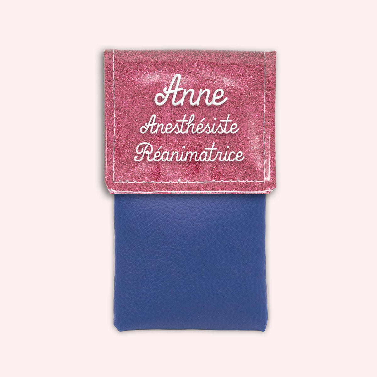 Pochette bicolore rabat Vieux rose Paillette