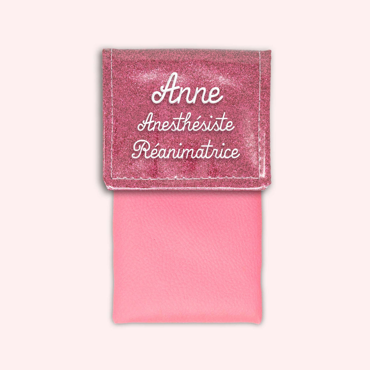Pochette bicolore rabat Vieux rose Paillette