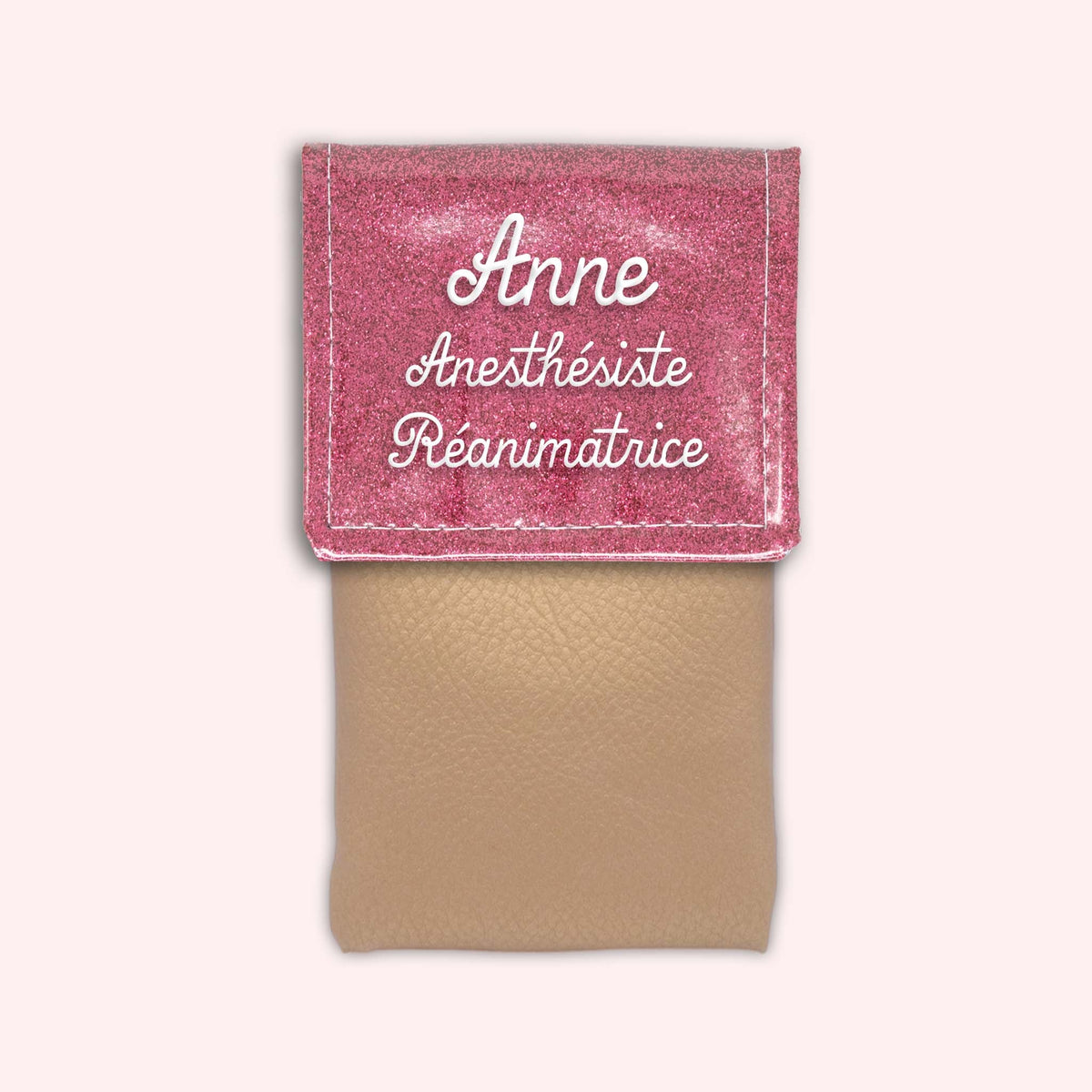 Pochette bicolore rabat Vieux rose Paillette