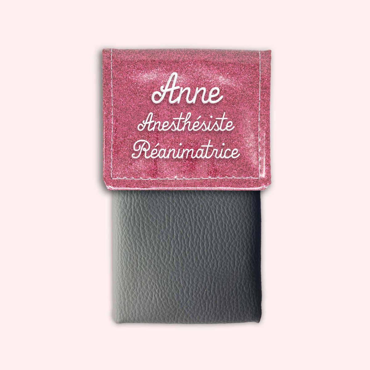 Pochette bicolore rabat Vieux rose Paillette
