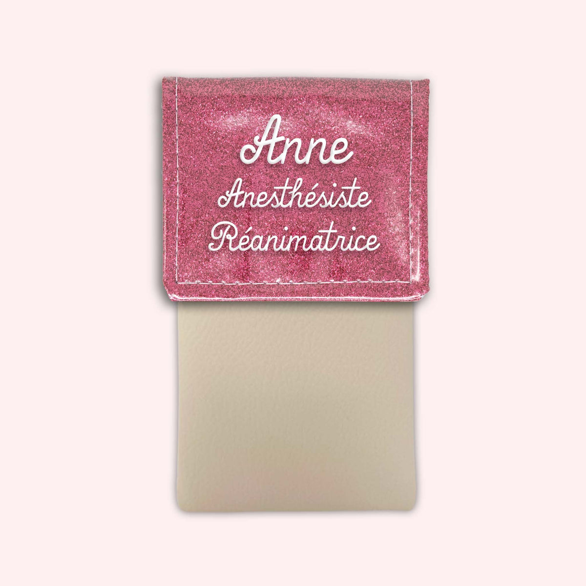 Pochette bicolore rabat Vieux rose Paillette