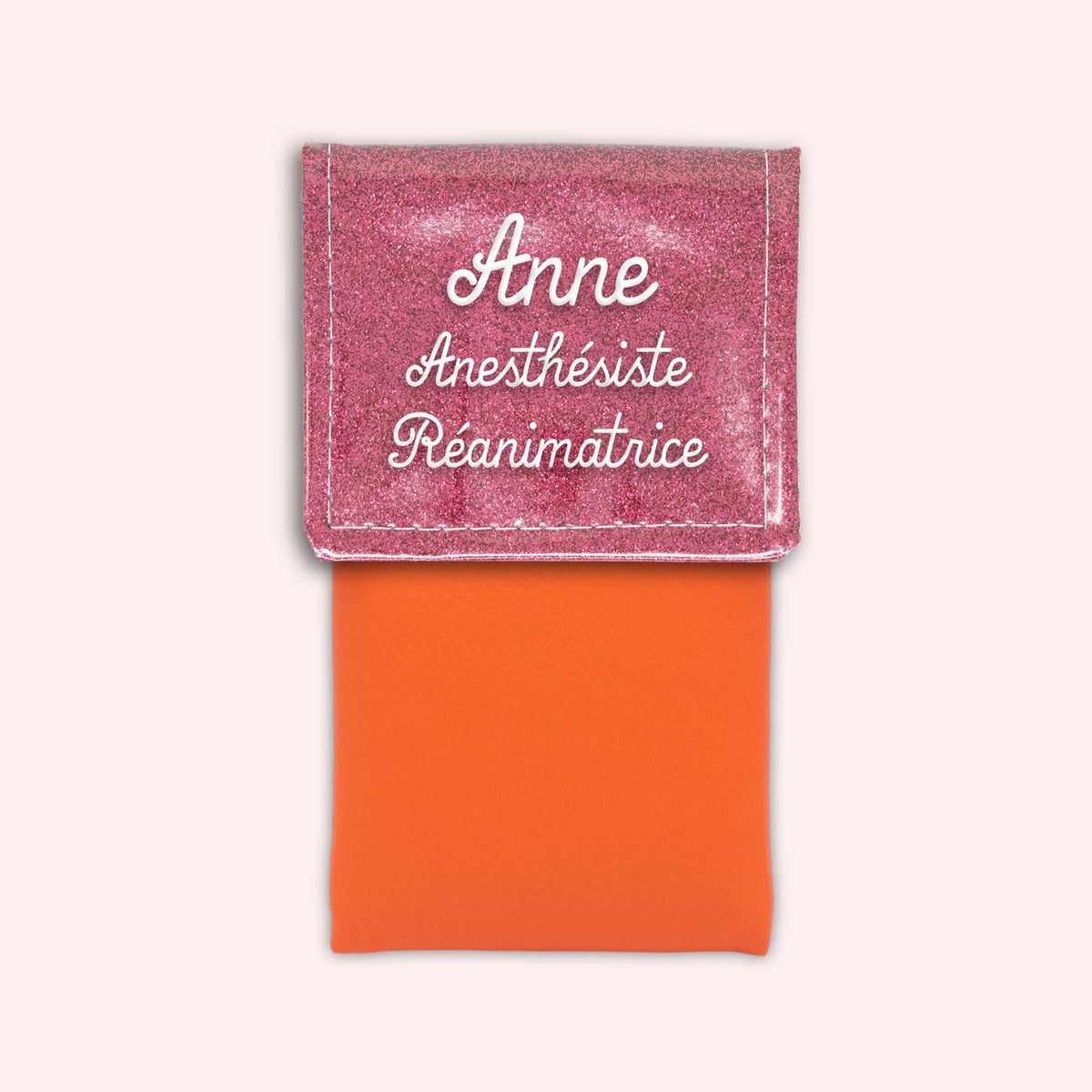 Pochette bicolore rabat Vieux rose Paillette