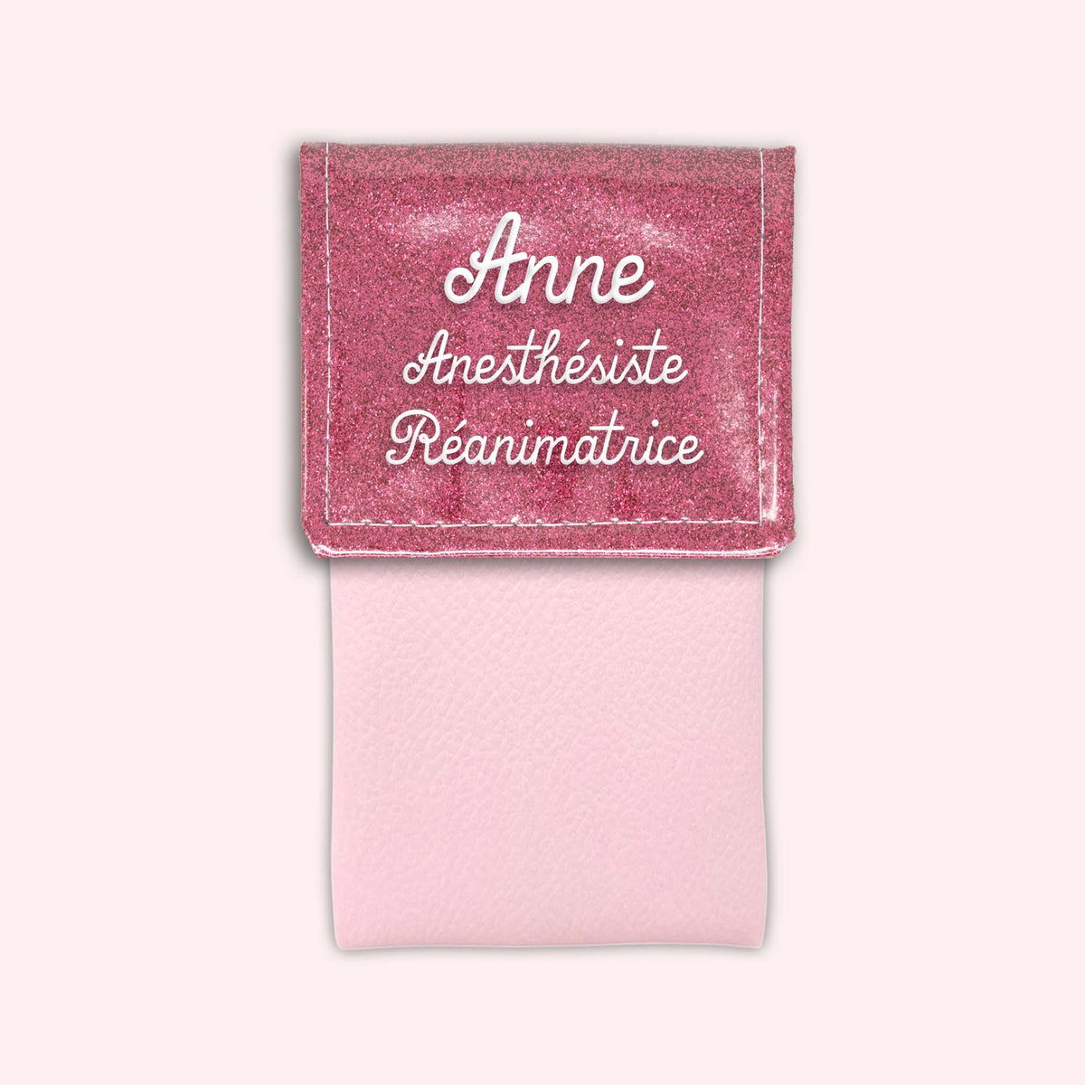 Pochette bicolore rabat Vieux rose Paillette