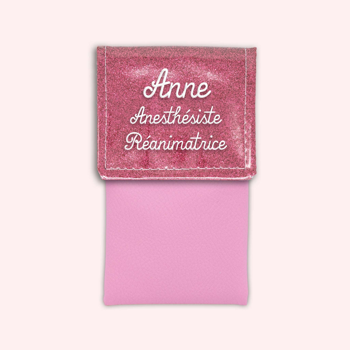 Pochette bicolore rabat Vieux rose Paillette