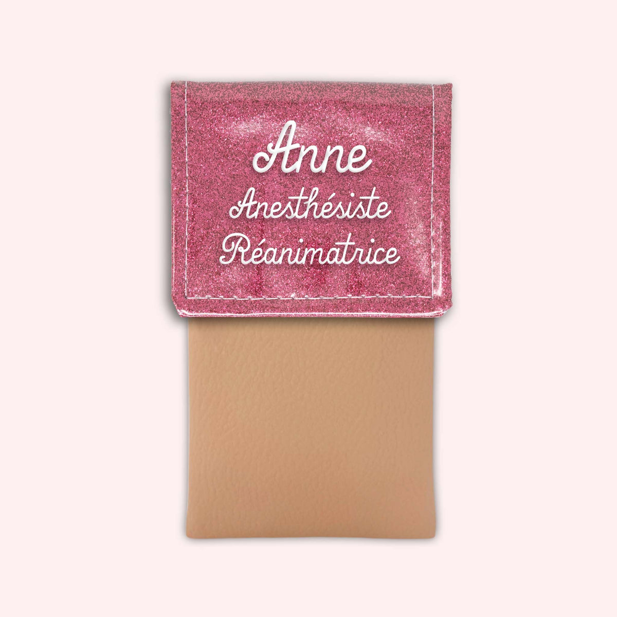 Pochette bicolore rabat Vieux rose Paillette