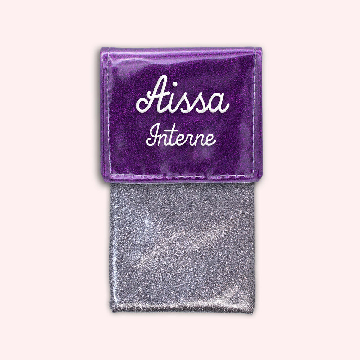 Pochette bicolore rabat Violet paillette