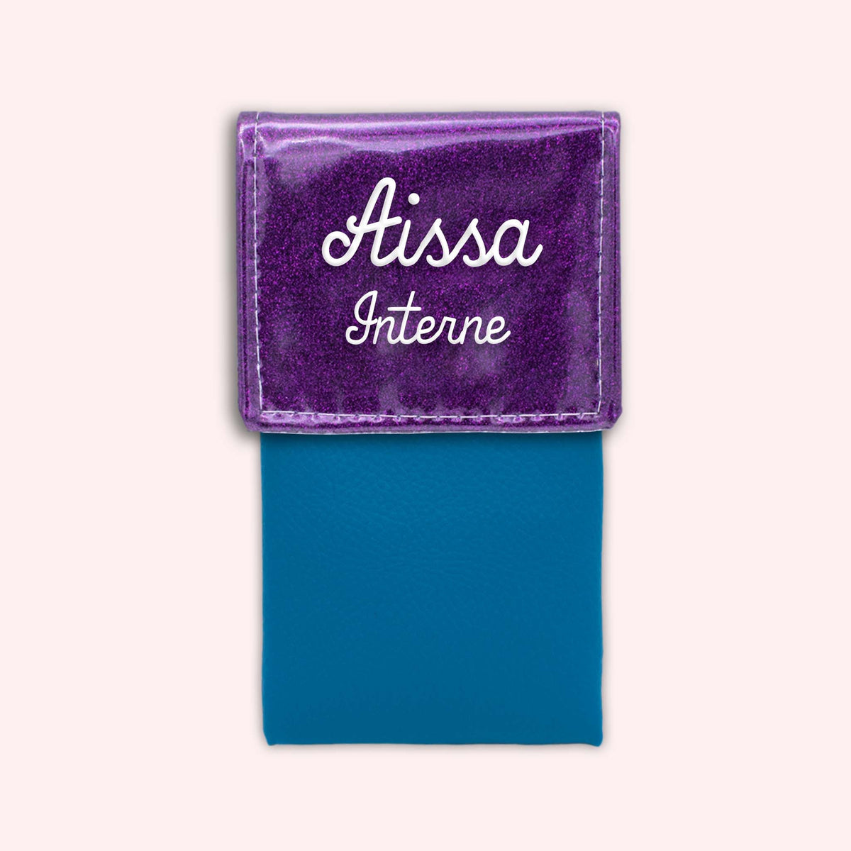 Pochette bicolore rabat Violet paillette