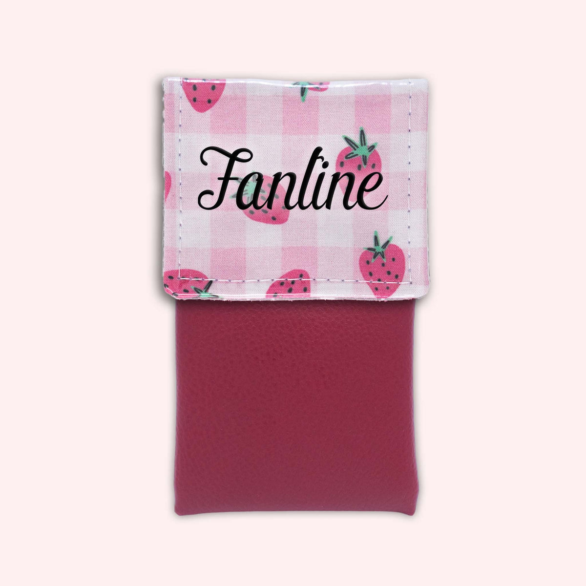 Pochette aimantée Vichy Fraise