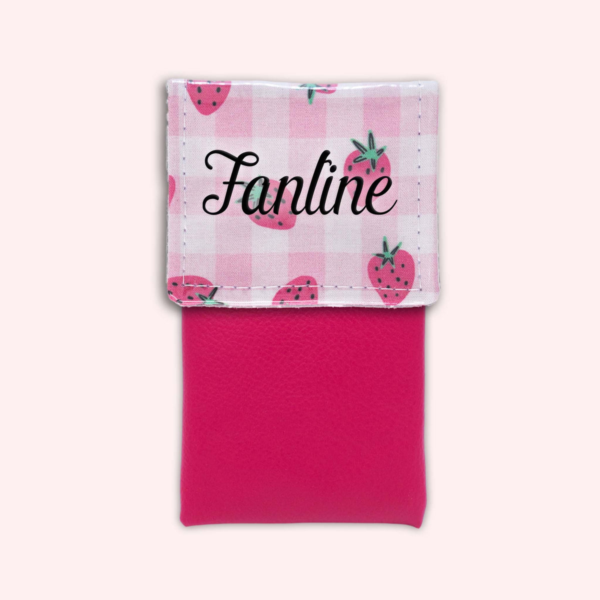 Pochette aimantée Vichy Fraise