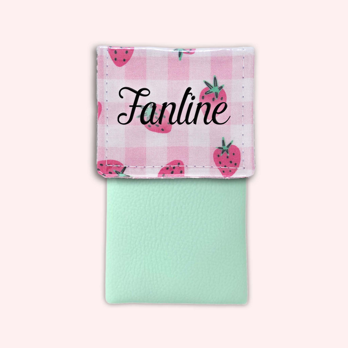 Pochette aimantée Vichy Fraise
