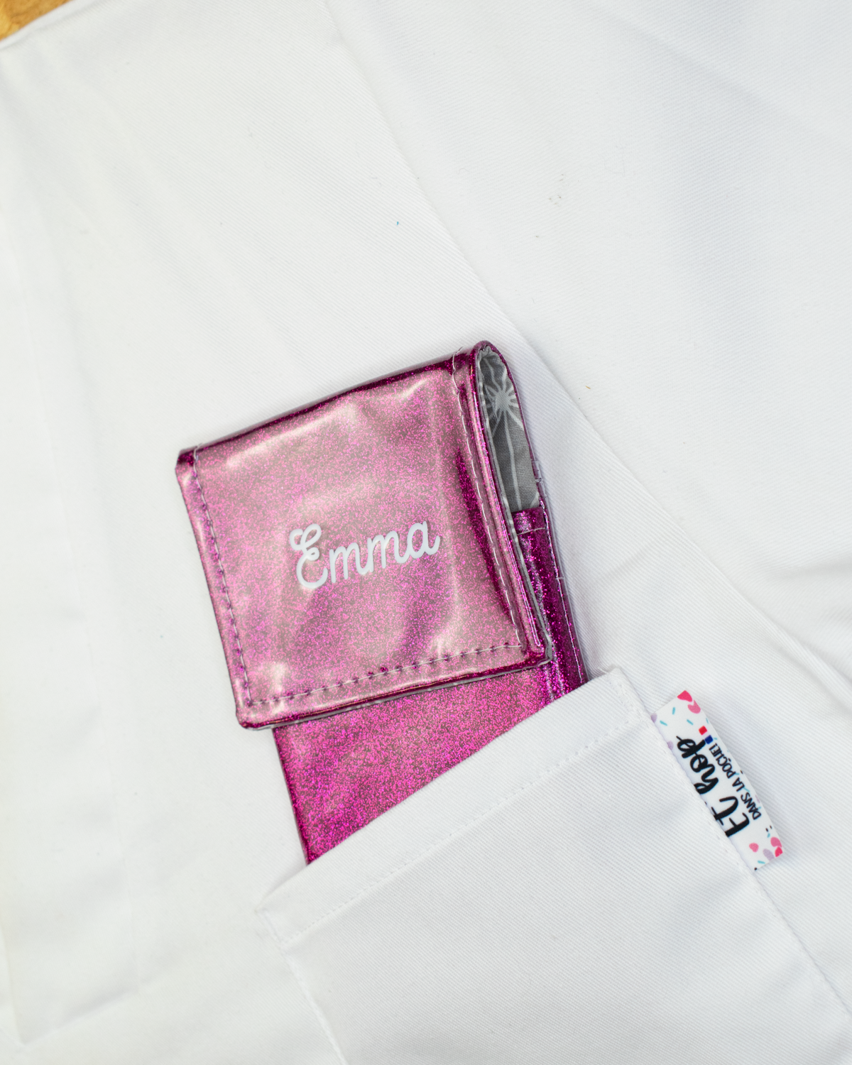 Pochette bicolore rabat Fuchsia paillette