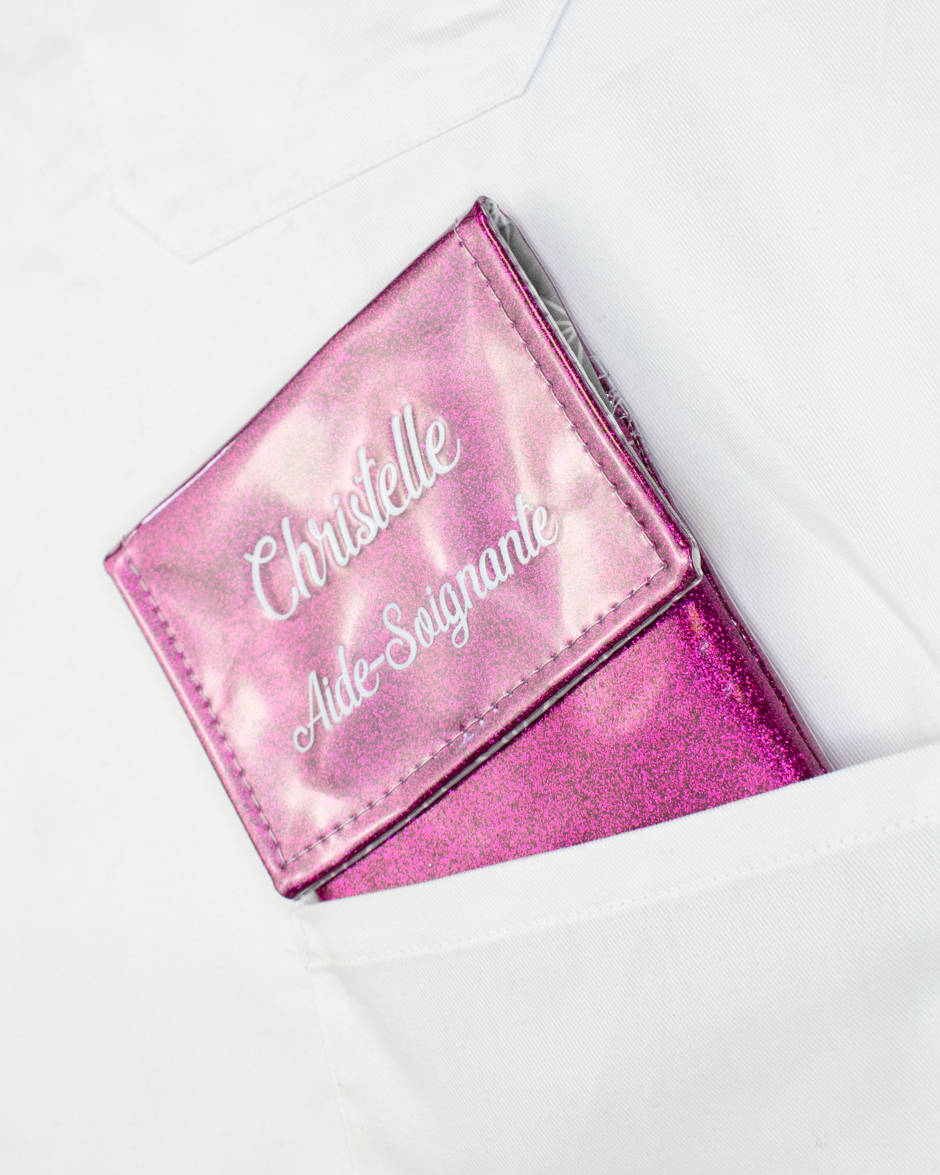 Pochette bicolore rabat Fuchsia paillette