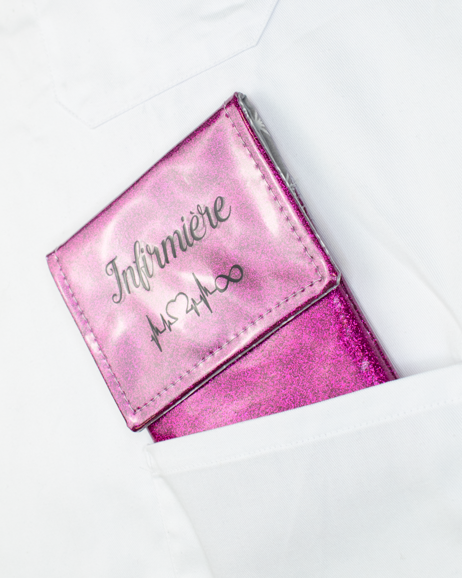 Pochette bicolore rabat Fuchsia paillette
