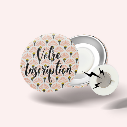 Pale Pink Art Deco Badge