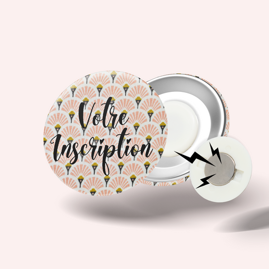 Pale Pink Art Deco Badge
