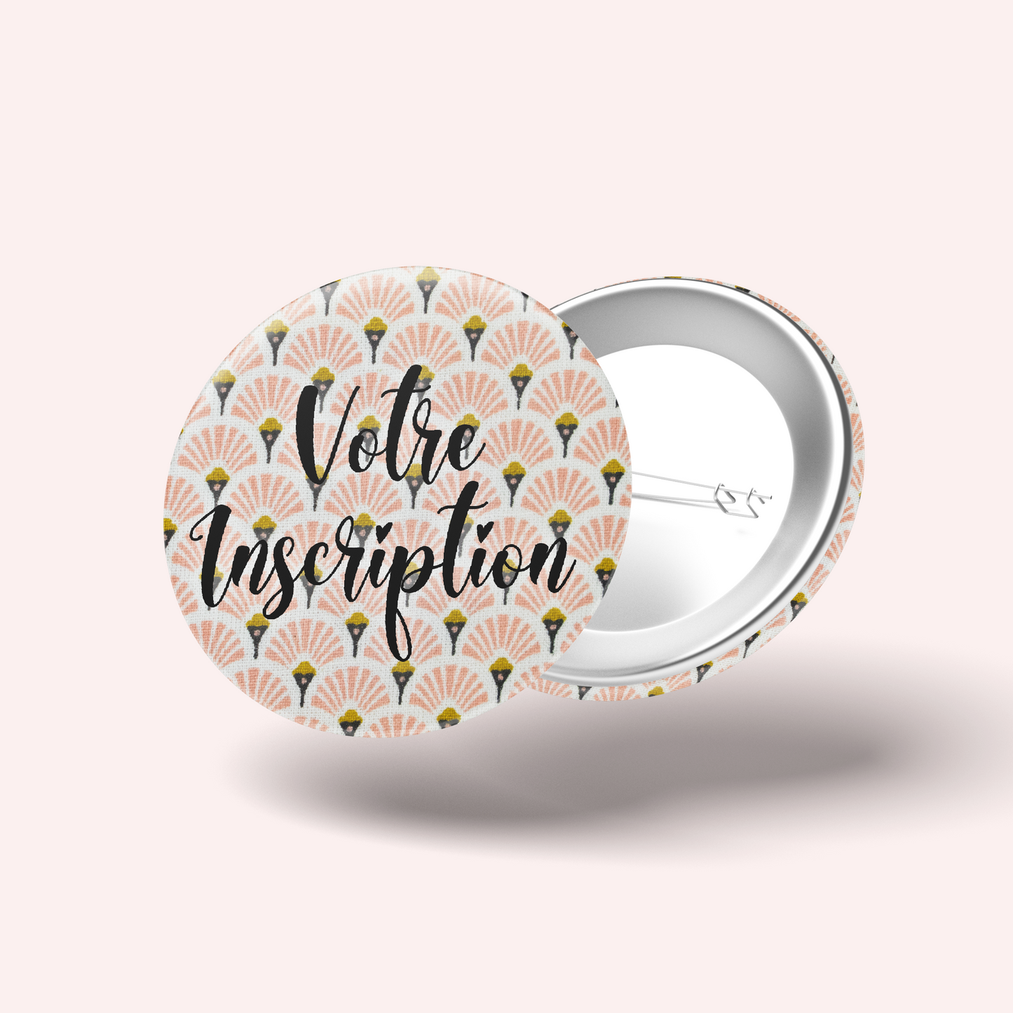 Pale Pink Art Deco Badge