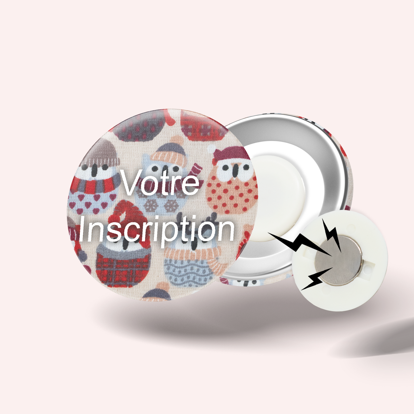 Badge Hiboux Hiver Rouge