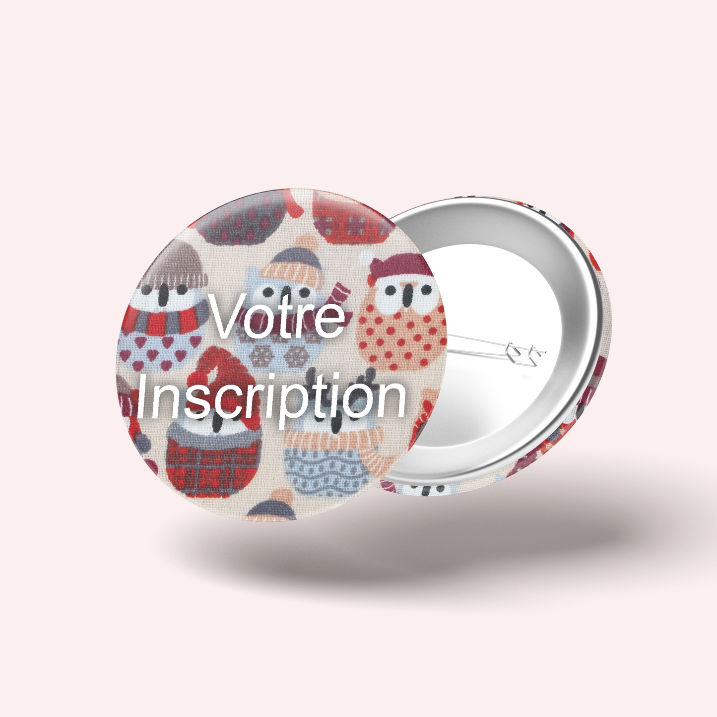 Badge Hiboux Hiver Rouge