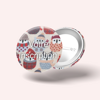 Badge Hiboux Hiver Rouge