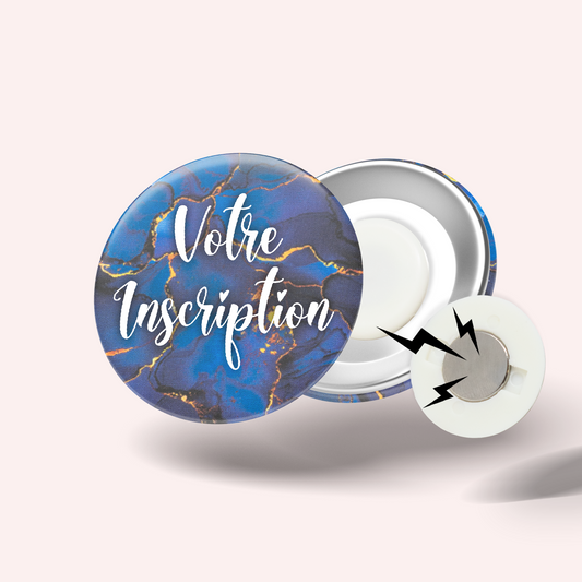 Badge Marbre Bleu Marine Doré