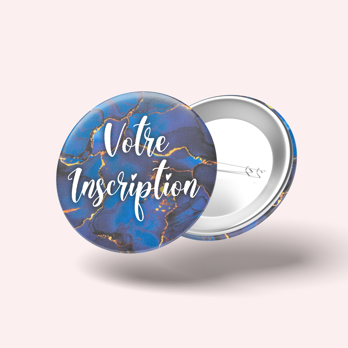 Badge Marbre Bleu Marine Doré