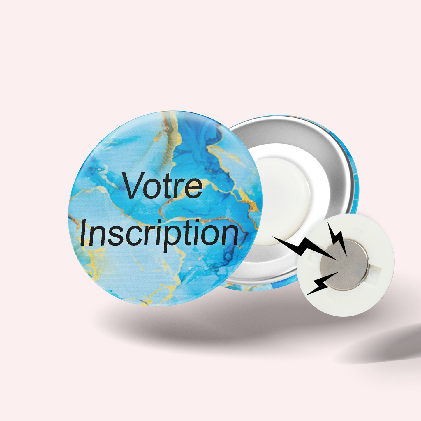 Badge Marbre Ciel Doré