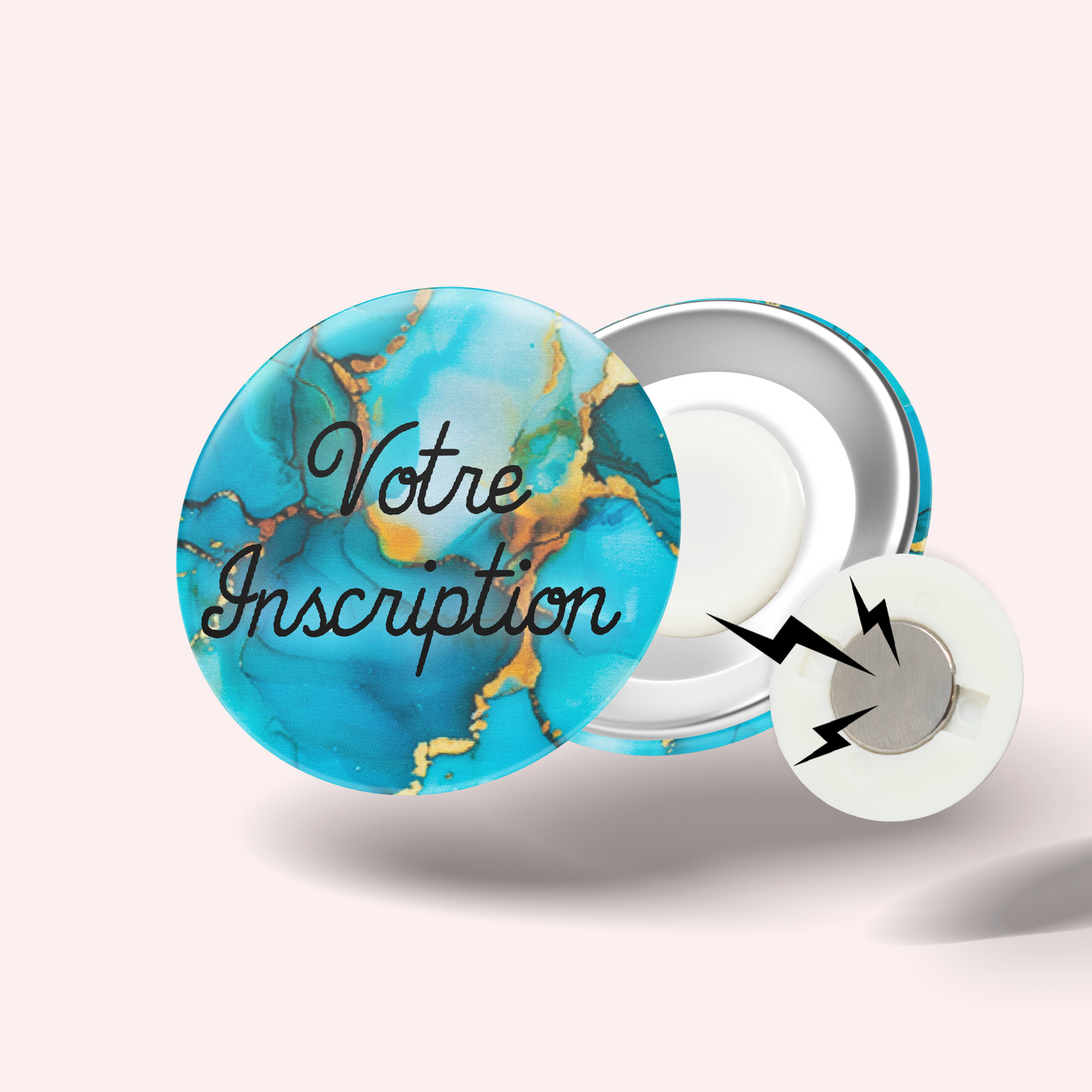 Badge Marbre Turquoise Doré