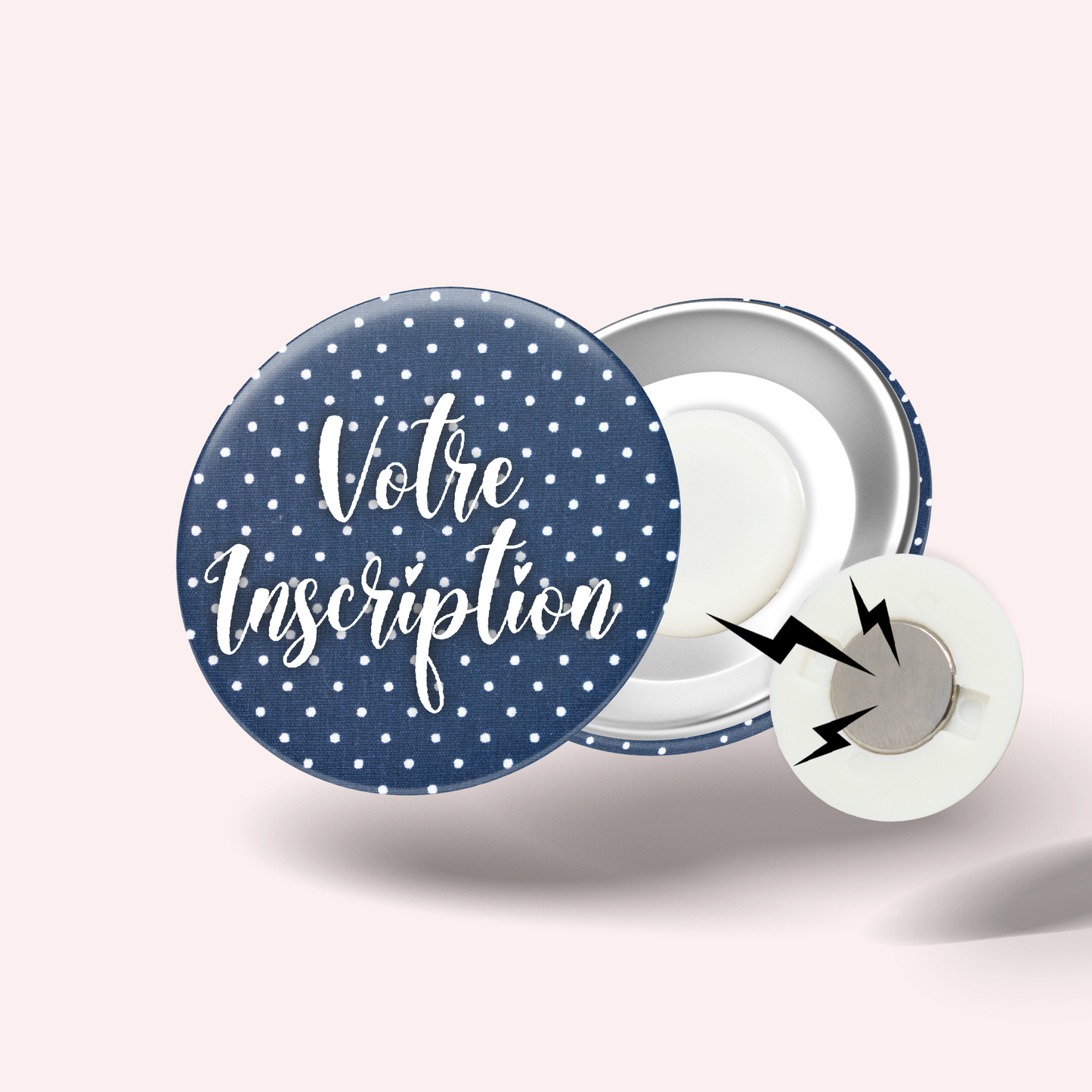 Navy Blue Polka Dot Badge
