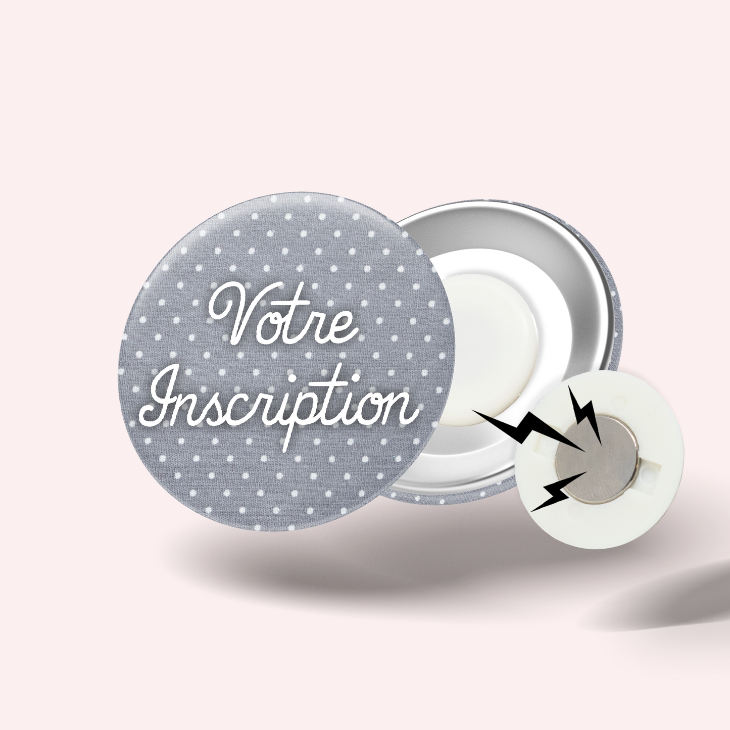 Grey Polka Dot Badge