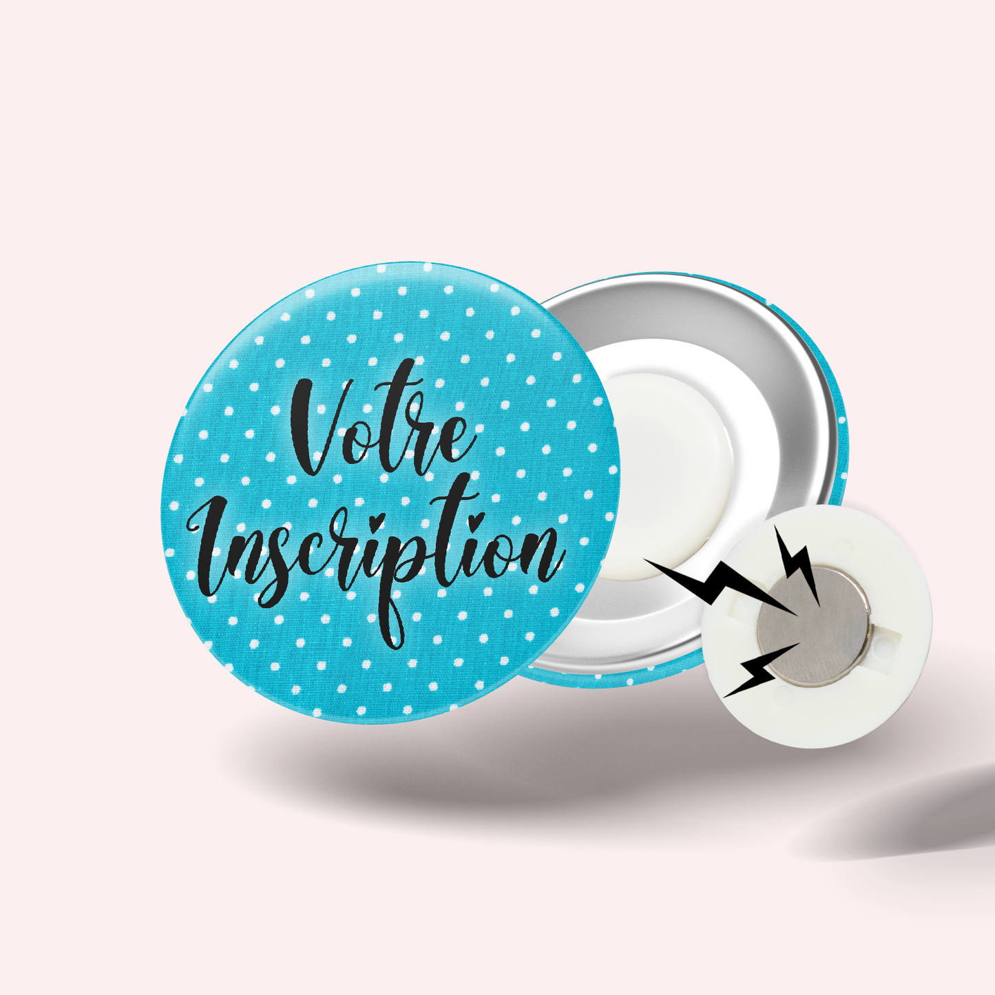Turquoise Polka Dot Badge