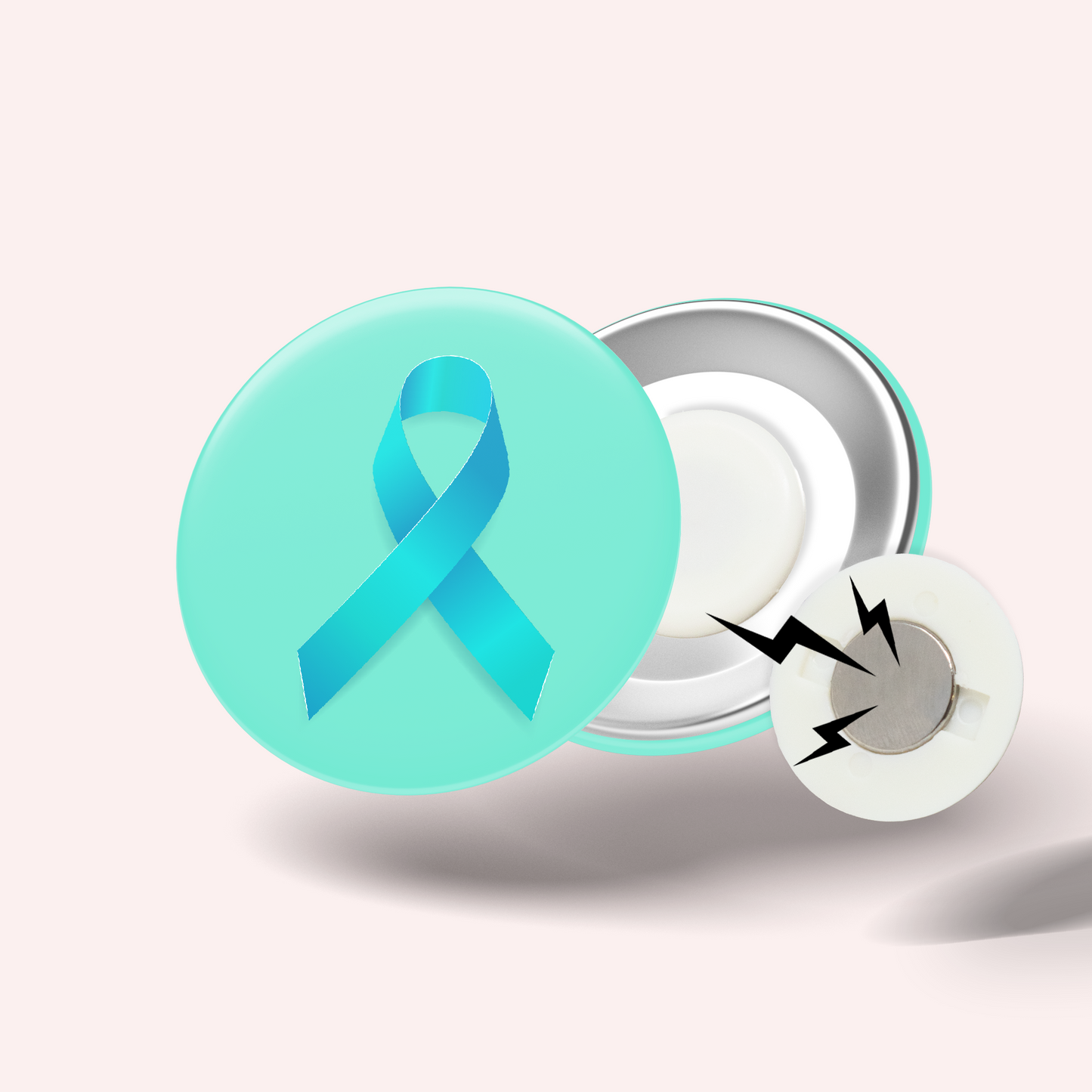 Turquoise Ribbon Badge (Ovarian Cancer, Anxiety Disorders)