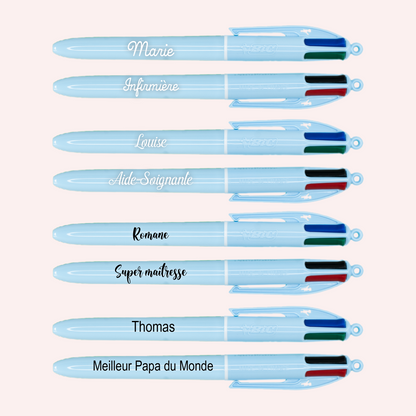 Stylo BIC 4 couleurs Pastel Bleu