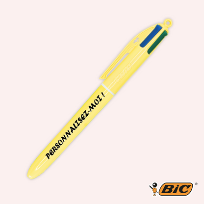 Stylo BIC 4 couleurs Pastel Jaune