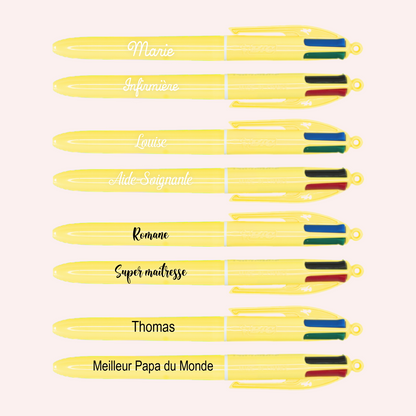 Stylo BIC 4 couleurs Pastel Jaune