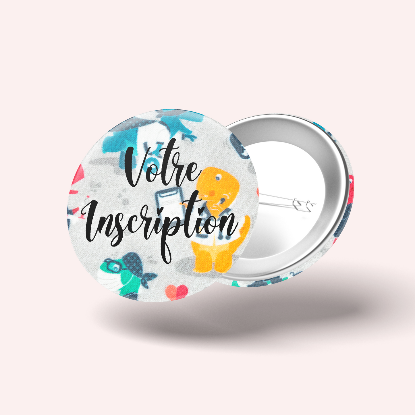 Badge Dino Gris