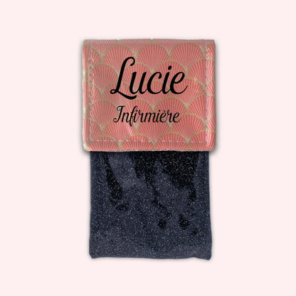 Pochette aimantée Ecailles d'or Abricot
