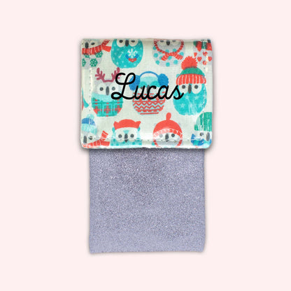 Pochette aimantée Hiboux Menthe Hiver