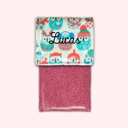 Pochette aimantée Hiboux Menthe Hiver