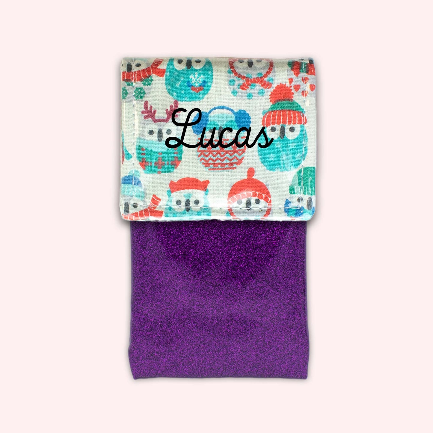 Pochette aimantée Hiboux Menthe Hiver