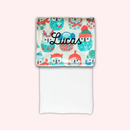 Pochette aimantée Hiboux Menthe Hiver