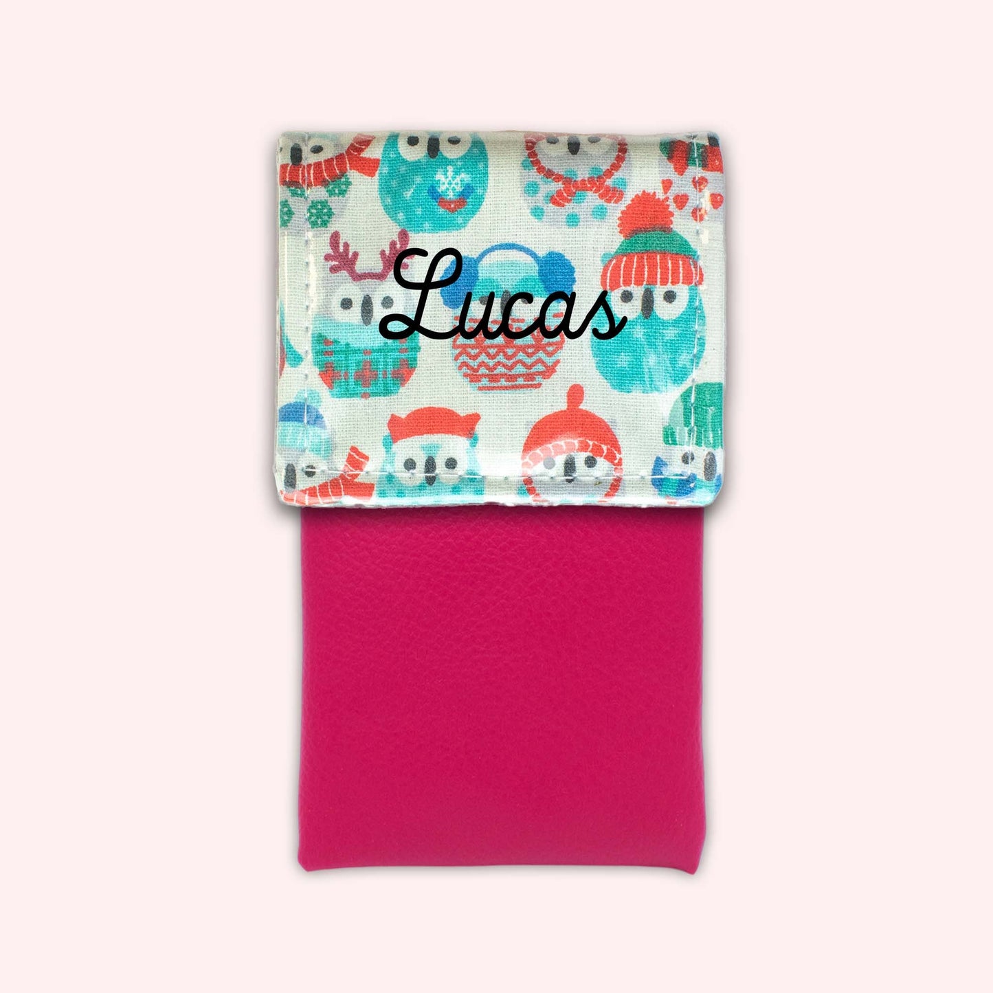 Pochette aimantée Hiboux Menthe Hiver