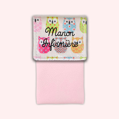 Pochette aimantée Hiboux Rose