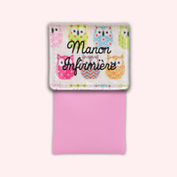 Pochette aimantée Hiboux Rose