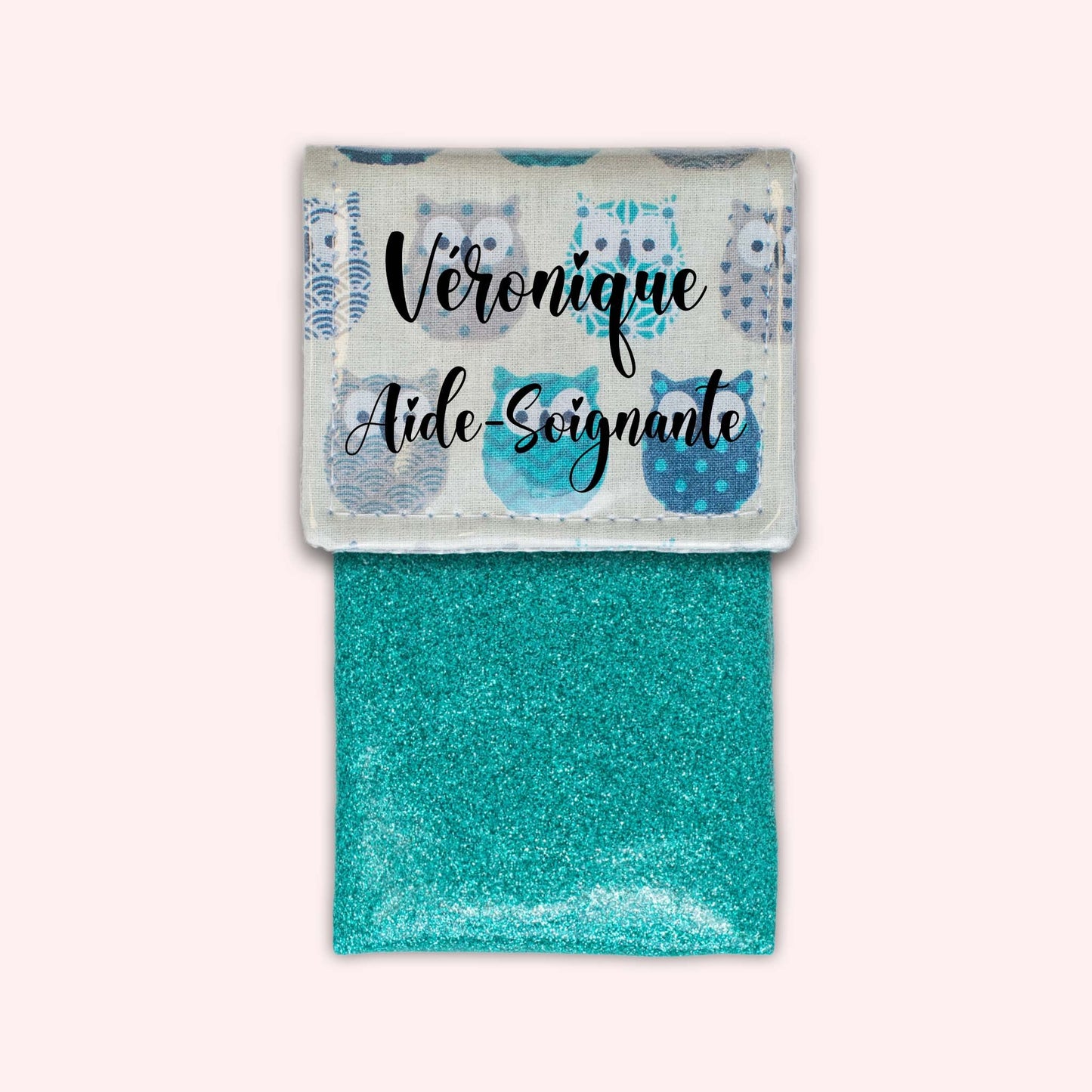Pochette aimantée Hiboux Turquoise