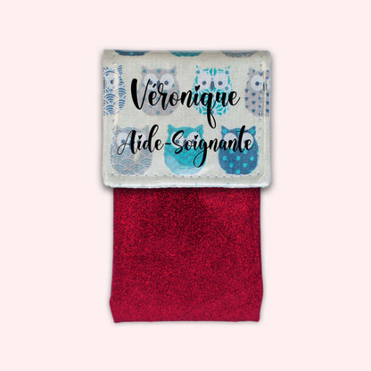Pochette aimantée Hiboux Turquoise