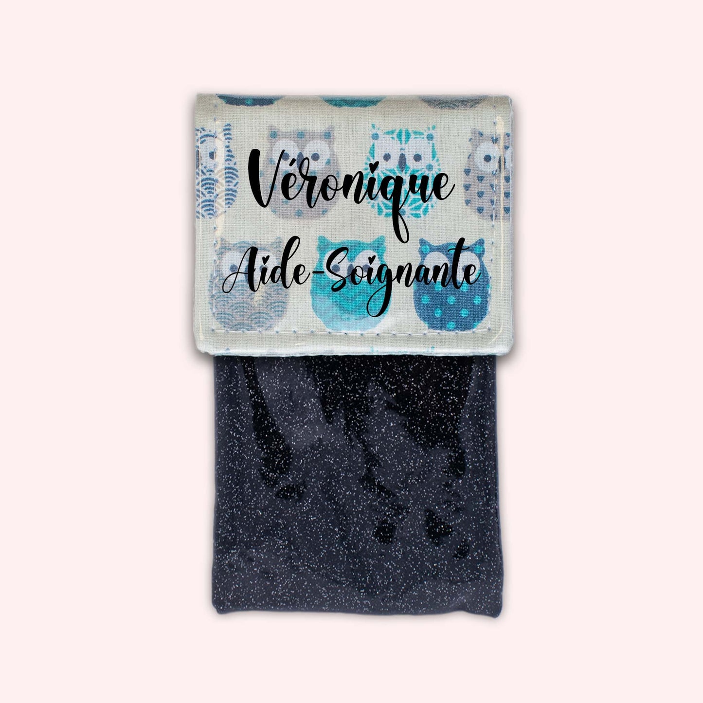 Pochette aimantée Hiboux Turquoise