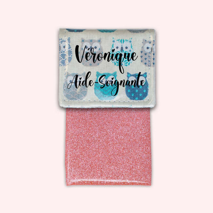Pochette aimantée Hiboux Turquoise