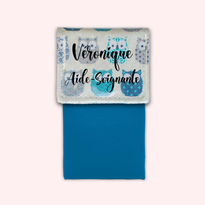 Pochette aimantée Hiboux Turquoise