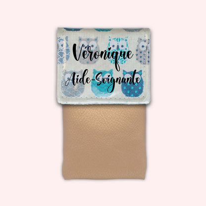 Pochette aimantée Hiboux Turquoise