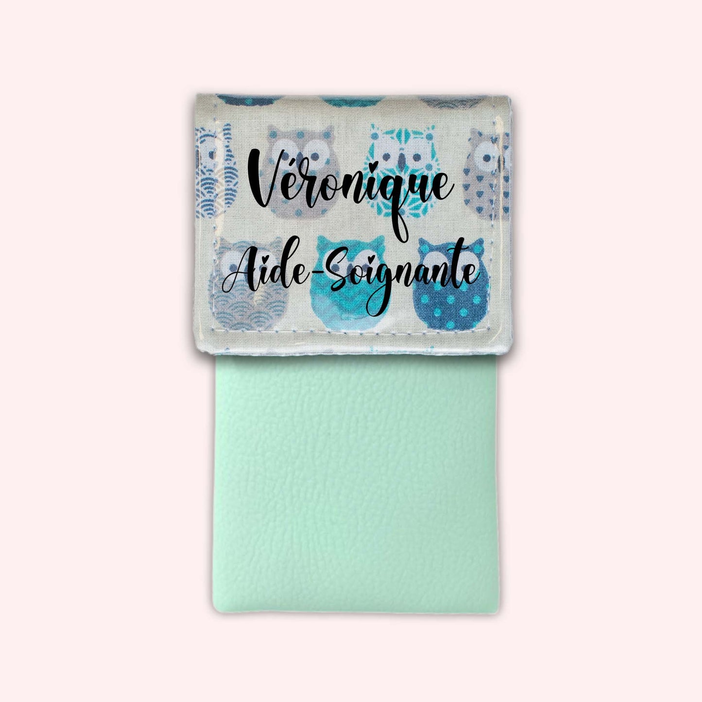 Pochette aimantée Hiboux Turquoise